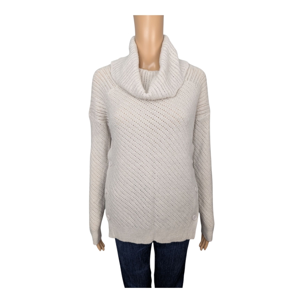 Lucky Brand Alyssa Cowl Neck Side Button Sweater XS